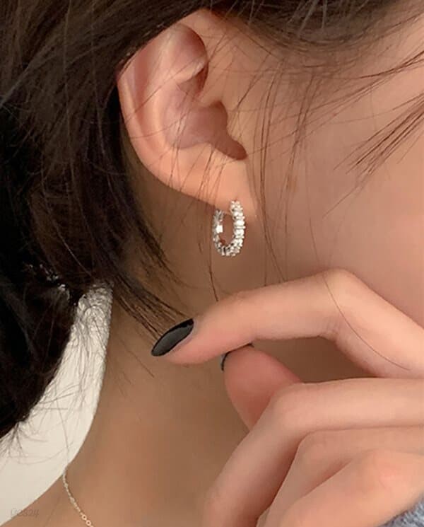 [925 Silver] Oval stone earrings E 105