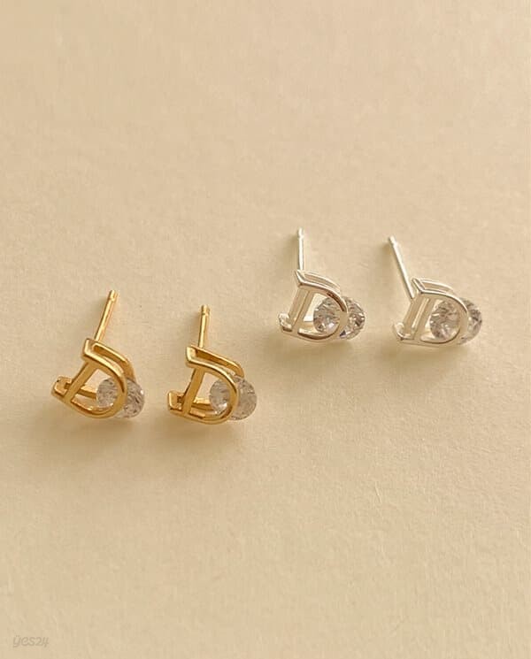 [925 Silver] Under D cubic earrings E 152