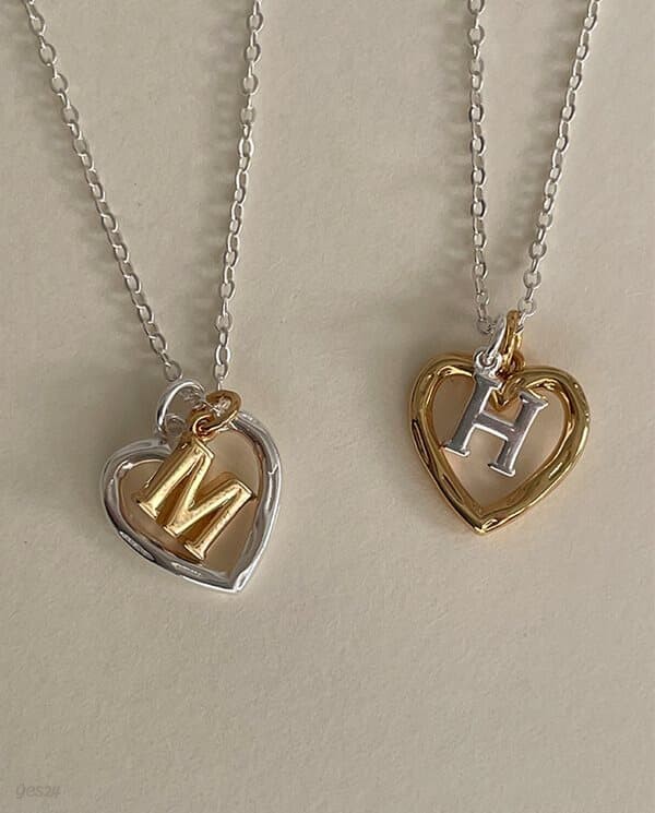 [925 Silver] Love combi initial necklace A 22