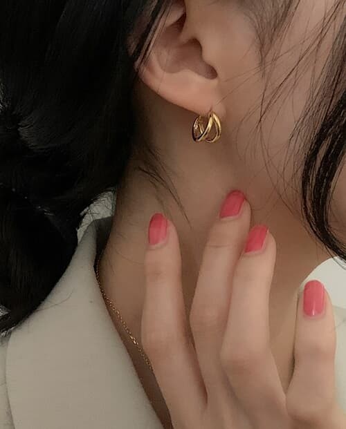 [925 Silver] Two ring one touch earrings E 52