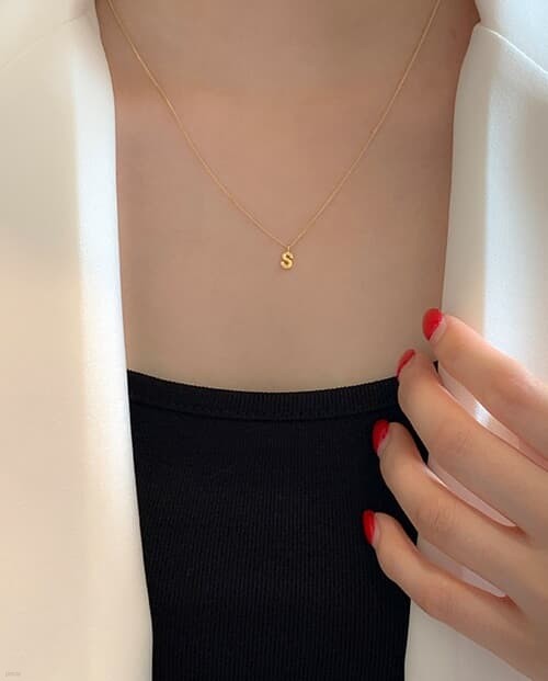 [925 Silver] Mini Initial N Necklace A 01