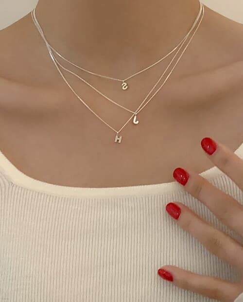 [925 silver] Mini initial necklace A 01