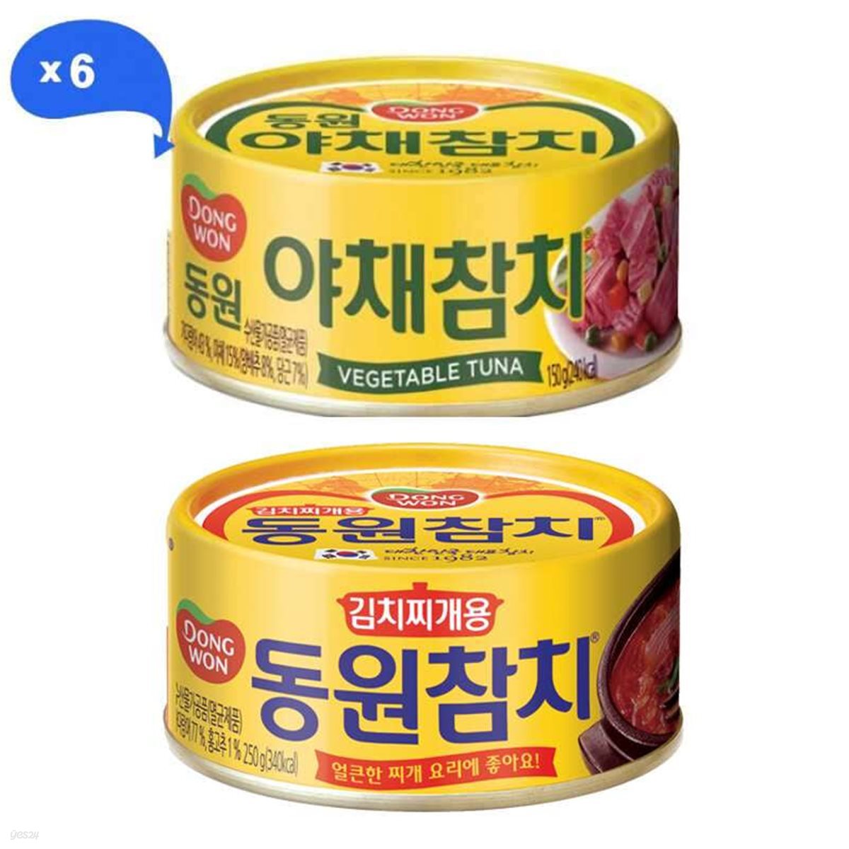 [동원] 야채 150g x 6캔 + 김치찌개 150g x 6캔