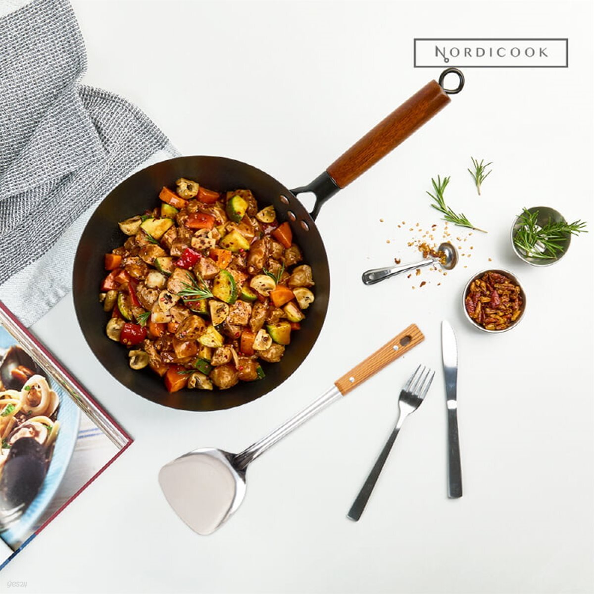 ★슈퍼특가 83%할인+무료배송★[노르디쿡] IH 무쇠 궁중팬 28cm (뒤집개 포함)