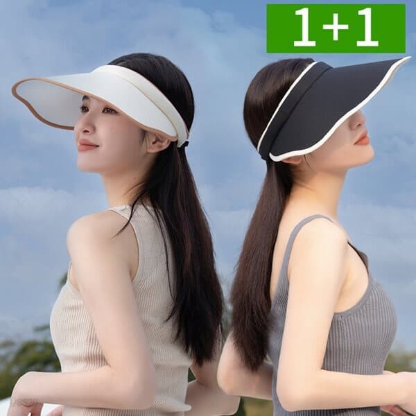 1+1 썬캡 모자 챙넓은 여성 여름모자 자외선차단 햇빛가리개 골프 비치 해변 선캡