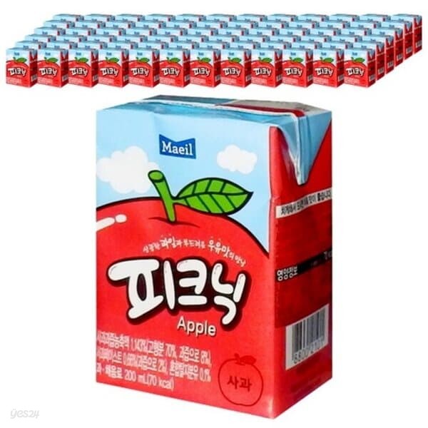 피크닉 사과 200ml/24팩x3박스/무료배송