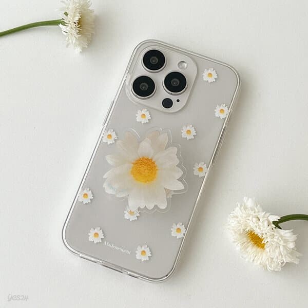 pure daisy pattern 아이폰 갤럭시 케이스 클리어 투명 젤리