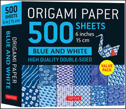 Origami Paper 500 Sheets Blue & White 6 (15 CM): Tuttle Origami Paper: Double-Sided Origami Sheets Printed with 12 Different Designs (Instructions for