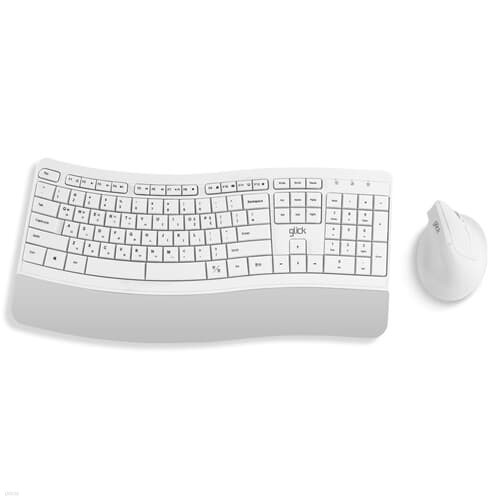 지클릭커 오피스 에르고 EMK100 인체공학 무선 키보드 마우스 세트 화이트
