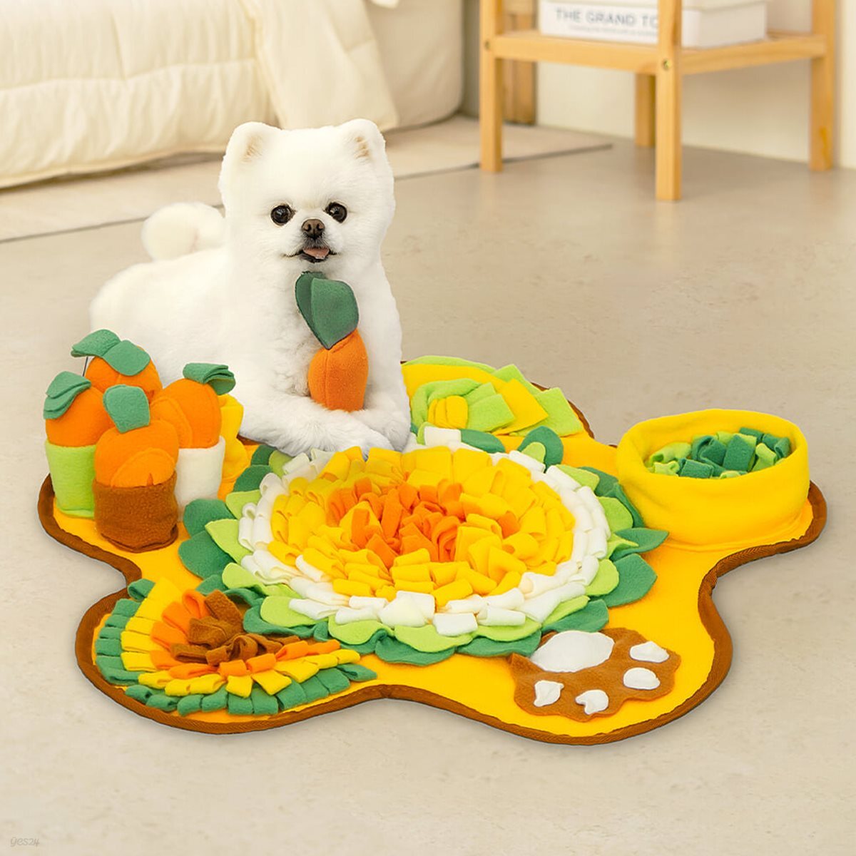[레토] 강아지 노즈워크 장난감 플라워 소리나는 당근밭 담요매트 (LDG-NW02)