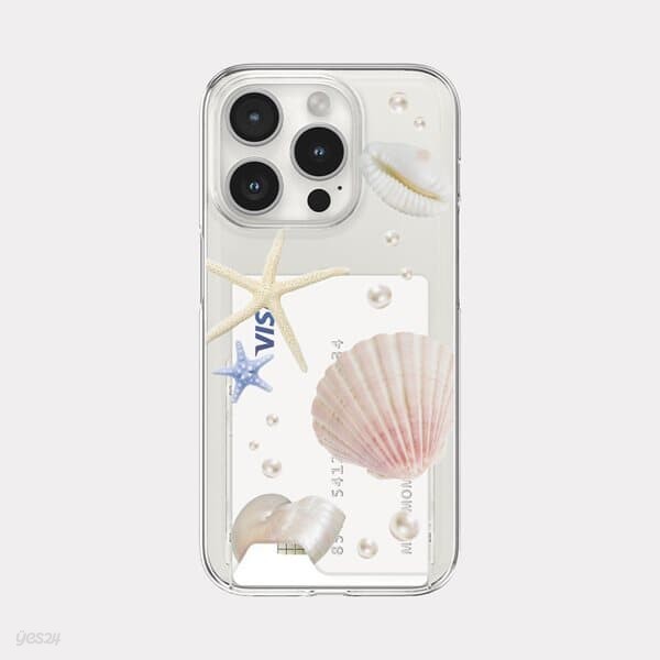 shells of beach 아이폰 15pro 카드수납 투명 하드 케이스