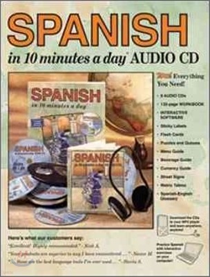 Spanish in 10 Minutes a Day Book + Audio: Foreign Language Course for Beginning and Advanced Study. Includes 10 Minutes a Day Workbook, Audio Cds, Sof