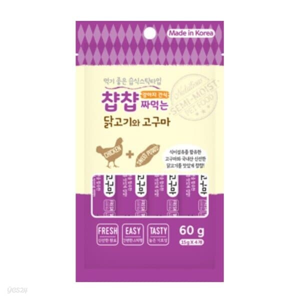 찹찹짜먹는 반려견용츄르 닭고기와 고구마 15gx4개입 단품