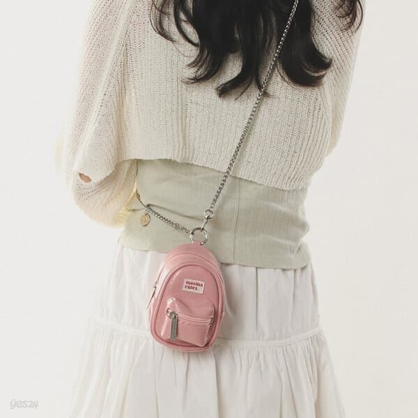 mama leather miniature chain cross bag _ Pink