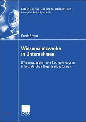 Wissensnetzwerke in Unternehmen: Effizienzaussagen Und Strukturanalysen in Betrieblichen Organisationsformen