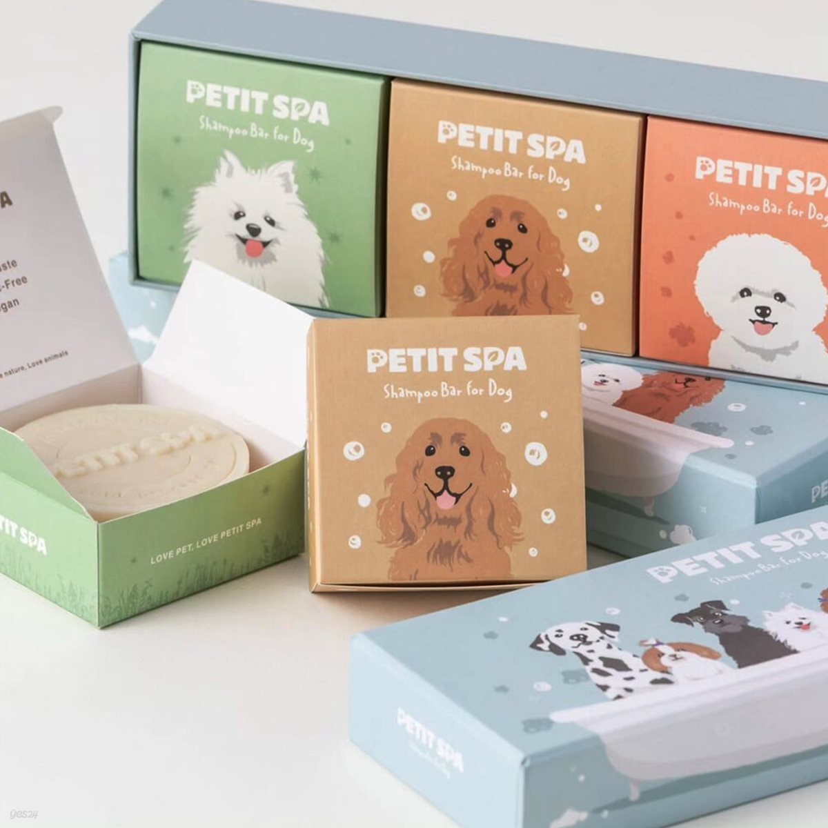 쁘띠스파 강아지 고양이 애견용 샴푸바 선물세트(120g x 3개입) 쇼핑백증정