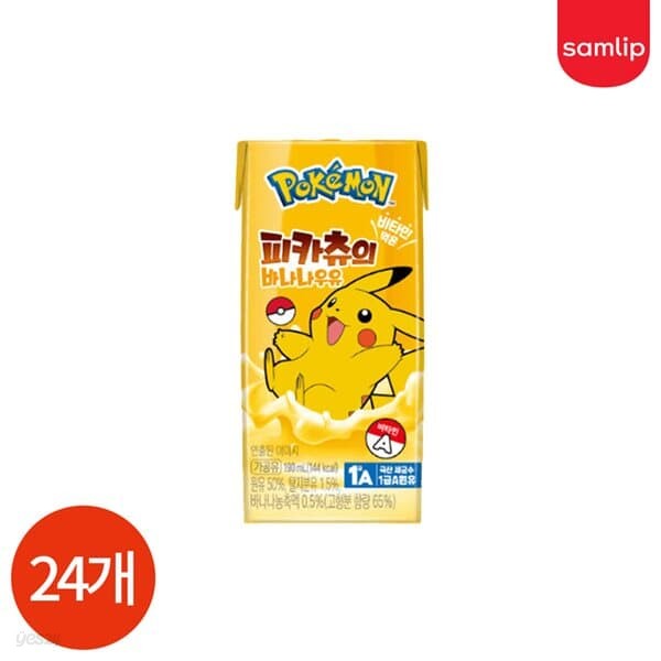 삼립 포켓몬 피카츄의 바나나 우유 190ml x 24개