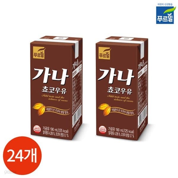 푸르밀 가나 초코우유 190ml x 24팩