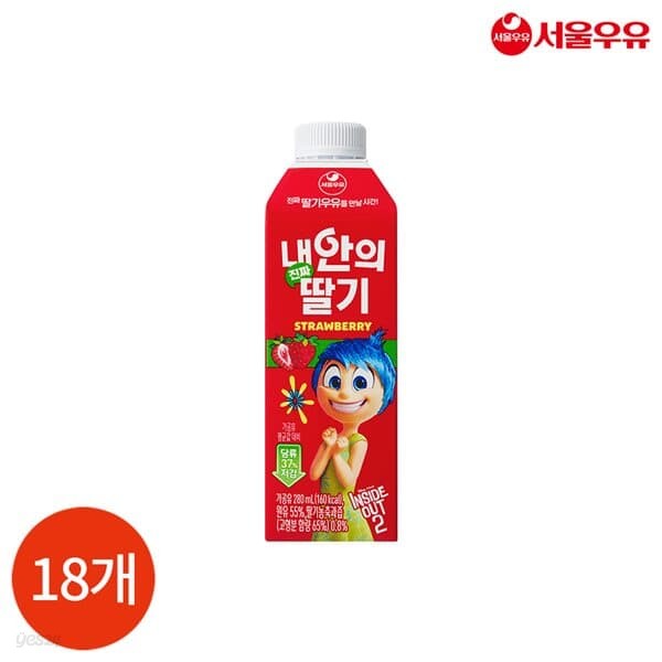 서울우유 내안의 진짜 딸기우유 280ml x 18개