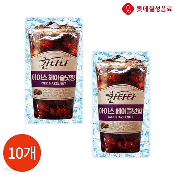 롯데칠성 칸타타 파우치 아이스 헤이즐넛 230ml x 10개