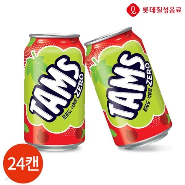 롯데칠성 탐스 제로 청포도 석류 355ml x 24캔