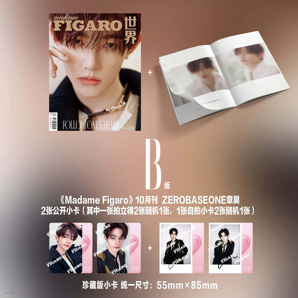 [B형] Madame Figaro 중국 2024년 10월호 : 제로베이스원 장하오 커버 (B형 잡지 + 랜덤 포토카드 1장 + 랜덤 폴라로이드 1장)