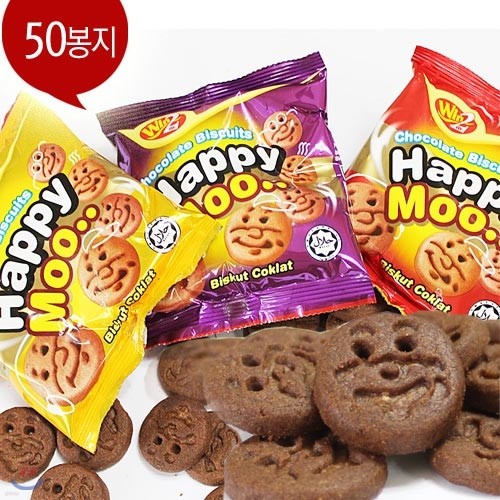 [무료배송] 해피무 50봉지(50X15g) 코코아 버터맛 간식, 과자 대용량