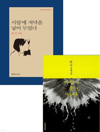 2024 노벨문학상 한강 2권세트( 서랍에 저녁을 넣어두었다(시집) + 바람이 분다 , 가라(소설)) 문학과지성사 베스트셀러