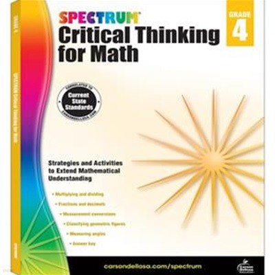 [중고-상] Spectrum Critical Thinking for Math, Grade 4: Volume 46