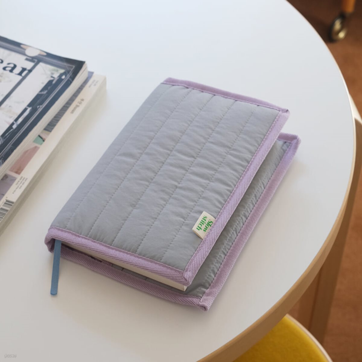 누빔 프레임 북커버 ( 그레이&퍼플 )