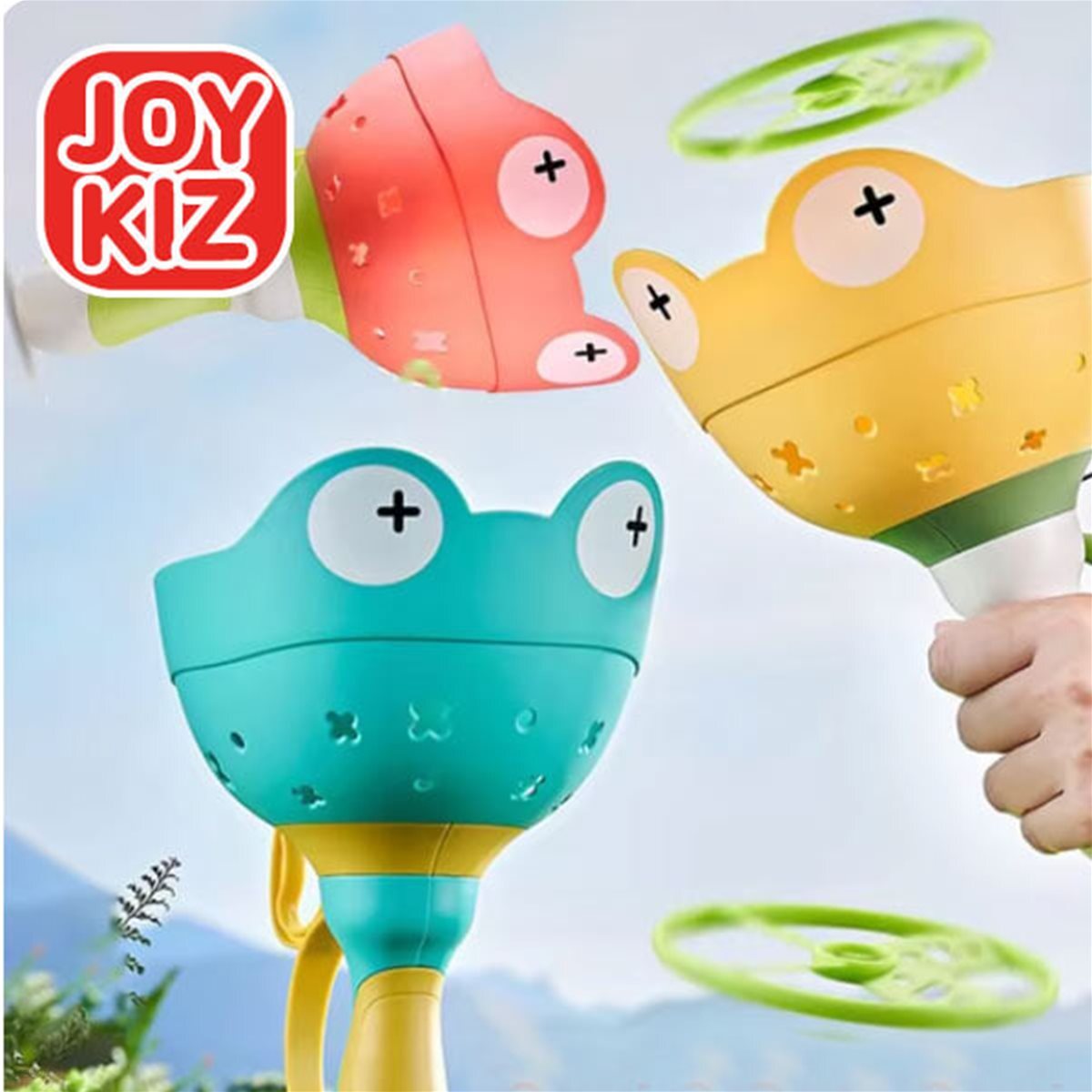 조이키즈 손으로 당기면 날아가는 캐치플라잉 개구리 비행접시 프로펠러 장난감 야외놀이