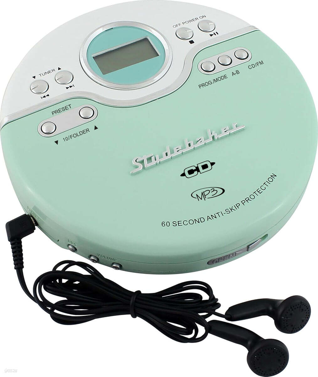 휴대용 CD 플레이어 민트 그린 (Studebaker SB3703MW Joggable Personal CD Player)