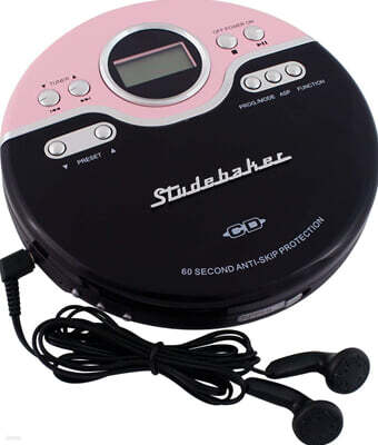 휴대용 CD 플레이어 핑크 (Studebaker SB3703PB Joggable Personal CD Player)