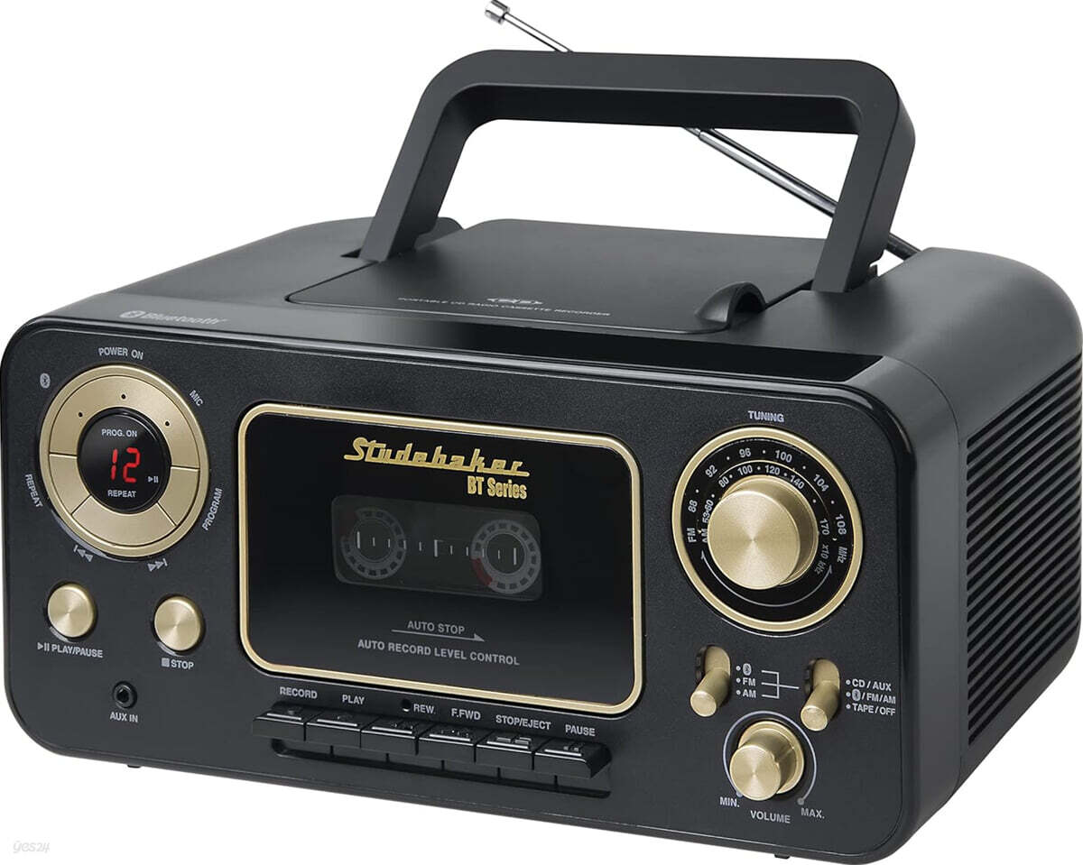 레트로 CD & 카세트 플레이어 골드 (Studebaker SB2135BTBG Bluetooth Portable CD Player Radio and Cassette Player)