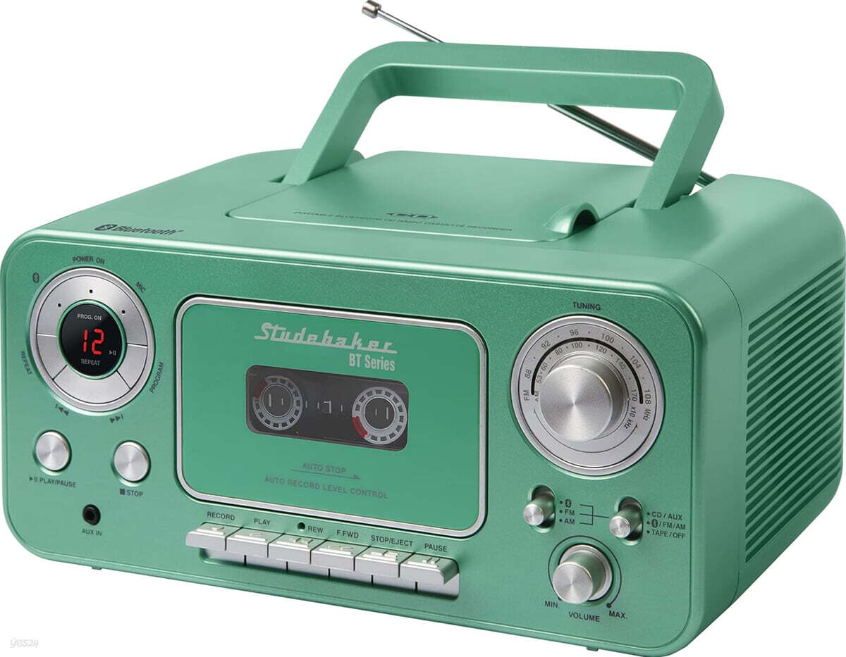 레트로 CD & 카세트 플레이어 틸 그린 (Studebaker SB2135BTTS Bluetooth Portable CD Player Radio and Cassette Player)