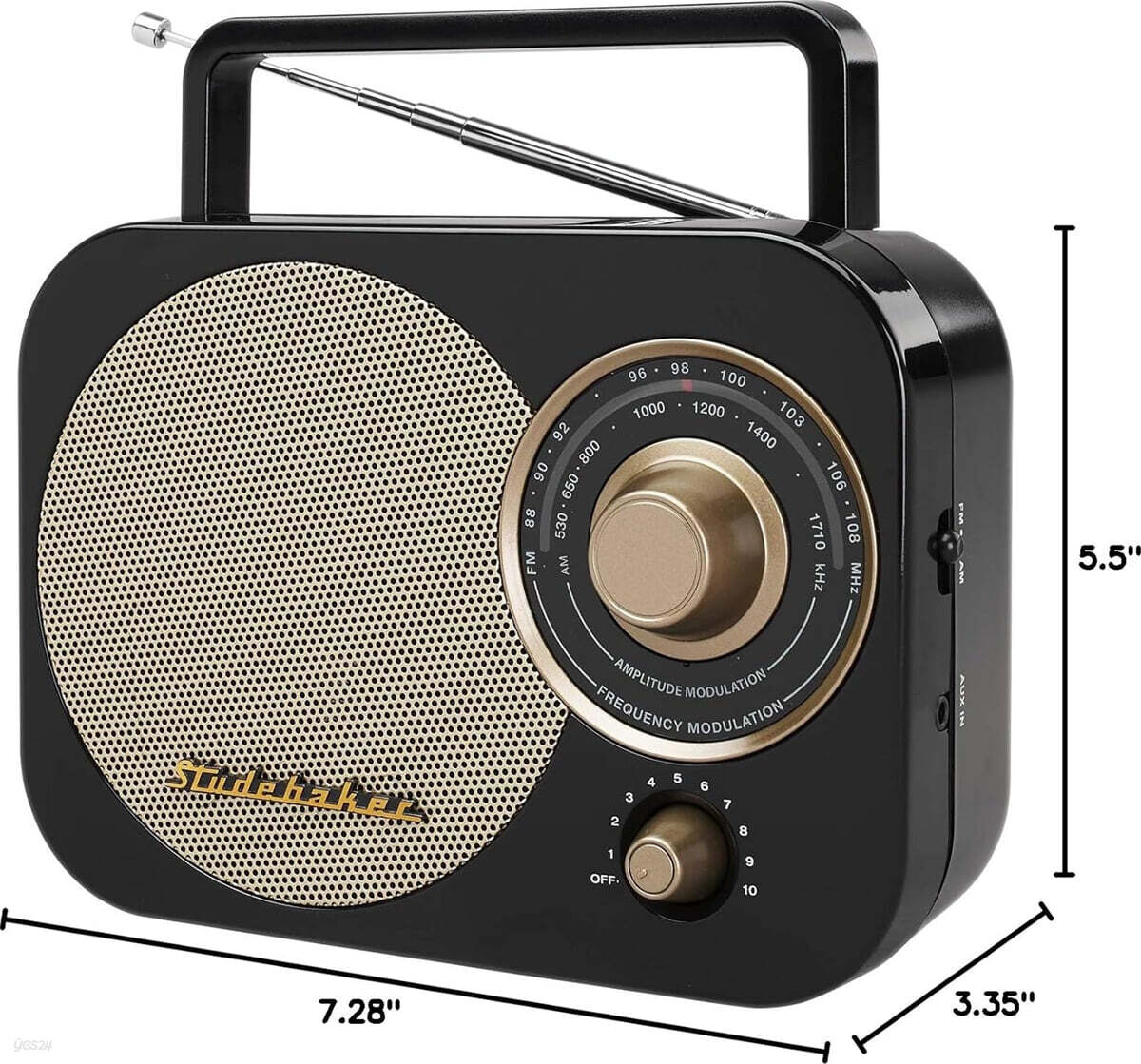 휴대용 라디오 블랙 (Studebaker SB2000B Retro Portable AM/FM Radio - Speaker)