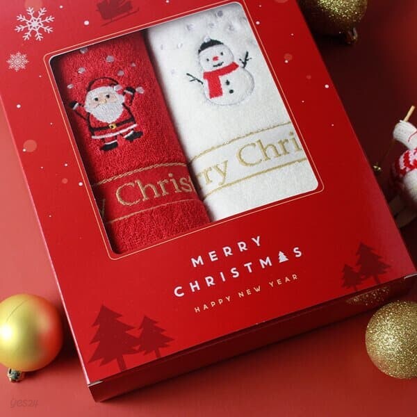 송월타올 크리스마스 송년회 호텔타올 선물 세트 2P 쇼핑백 포함