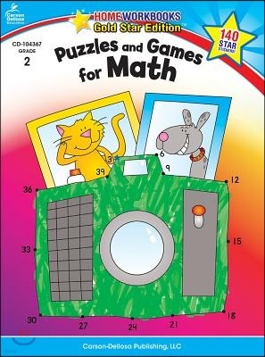 Puzzles and Games for Math, Grade 2: Gold Star Edition Volume 15