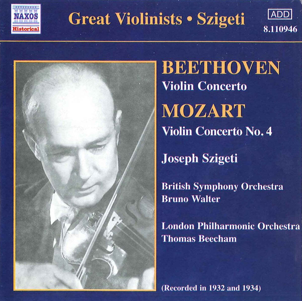 Joseph Szigeti  베토벤 / 모차르트: 바이올린 협주곡 - 요세프 시게티 (Beethoven: Violin Concerto Op.61 / Mozart: Violin Concerto K.218)