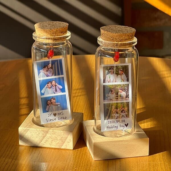 커스텀 유리병 사진 편지 [주문제작 커플 남자친구 여자친구 100일 생일 선물 이벤트 1주년 기념일 기념 포토 1년 남친 여친 연인 애인 특별한 감동 병 편지지]