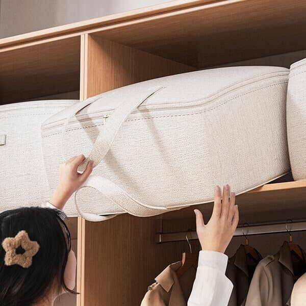 코튼 린넨 리빙박스 이불 옷 의류 정리함 (플랫형)