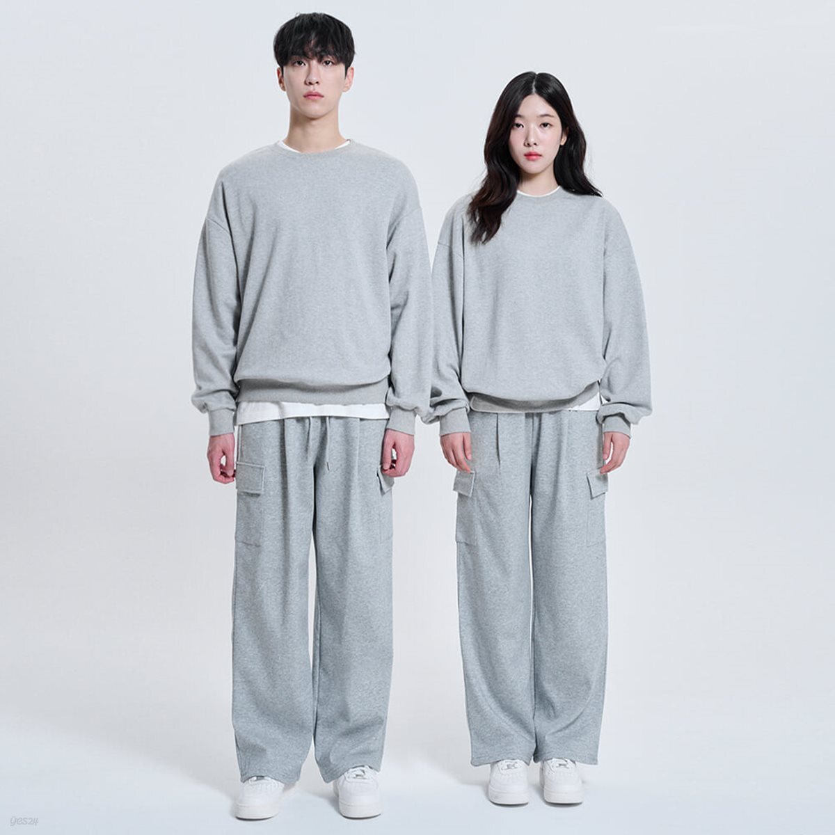 남녀공용 포시즌 와이드 카고 원턱 팬츠