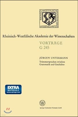 Trümmersprachen Zwischen Grammatik Und Geschichte