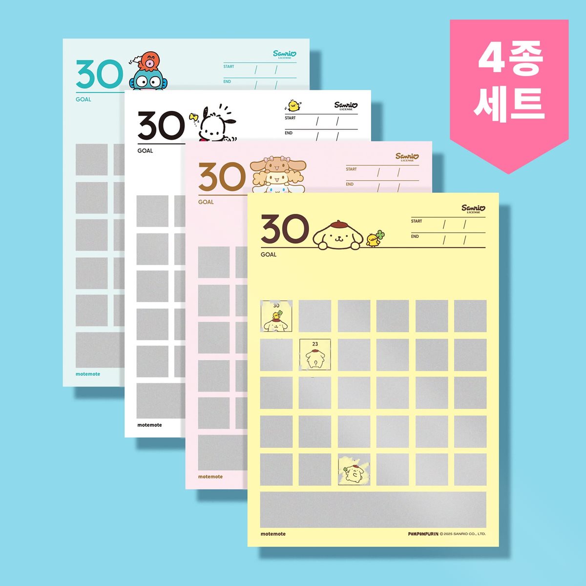 [모트모트X산리오] 디데이보드30 SET