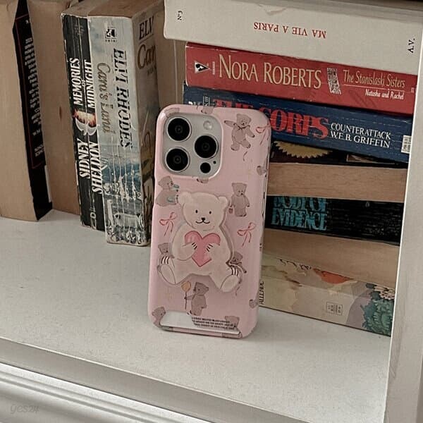 sweet bear pattern 아이폰 16pro 카드수납 하드 케이스