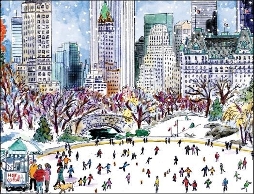 Michael Storrings Park Skaters Holiday Embellished Notecards