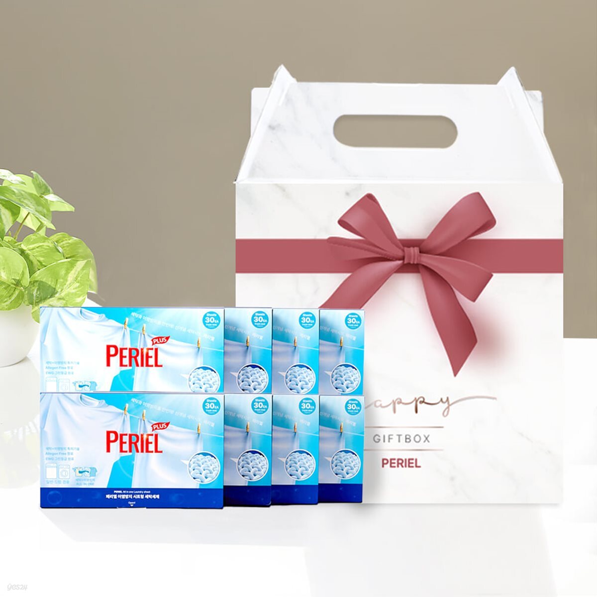페리엘 뽑아쓰는 시트세제 이염방지 일반 드럼 겸용 세탁세제 30매x8개 선물용 포장박스