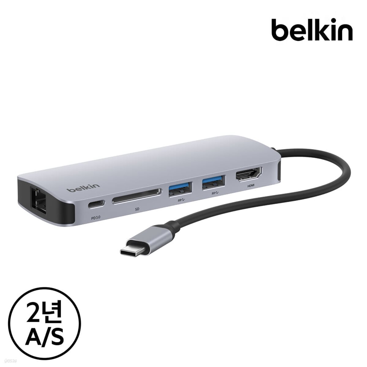 벨킨 6in1 C타입 멀티 허브 이더넷 HDMI 2.0 4K 60Hz 100W AVC008fq 맥북 M4 윈도우 노트북 아이패드 호환