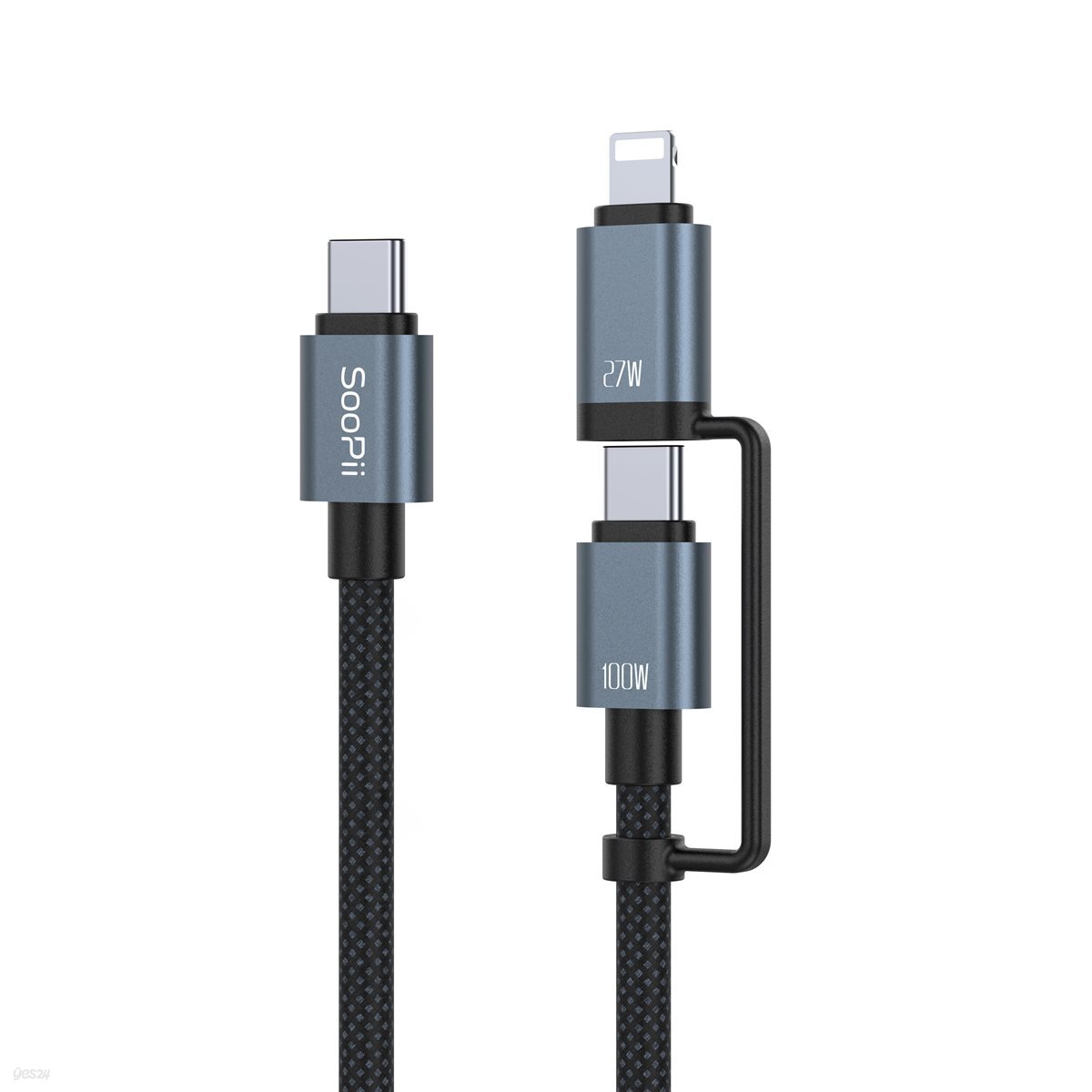 수피 USB PD 100W C타입 to C타입 8핀 2in1 고속충전 케이블 S52A