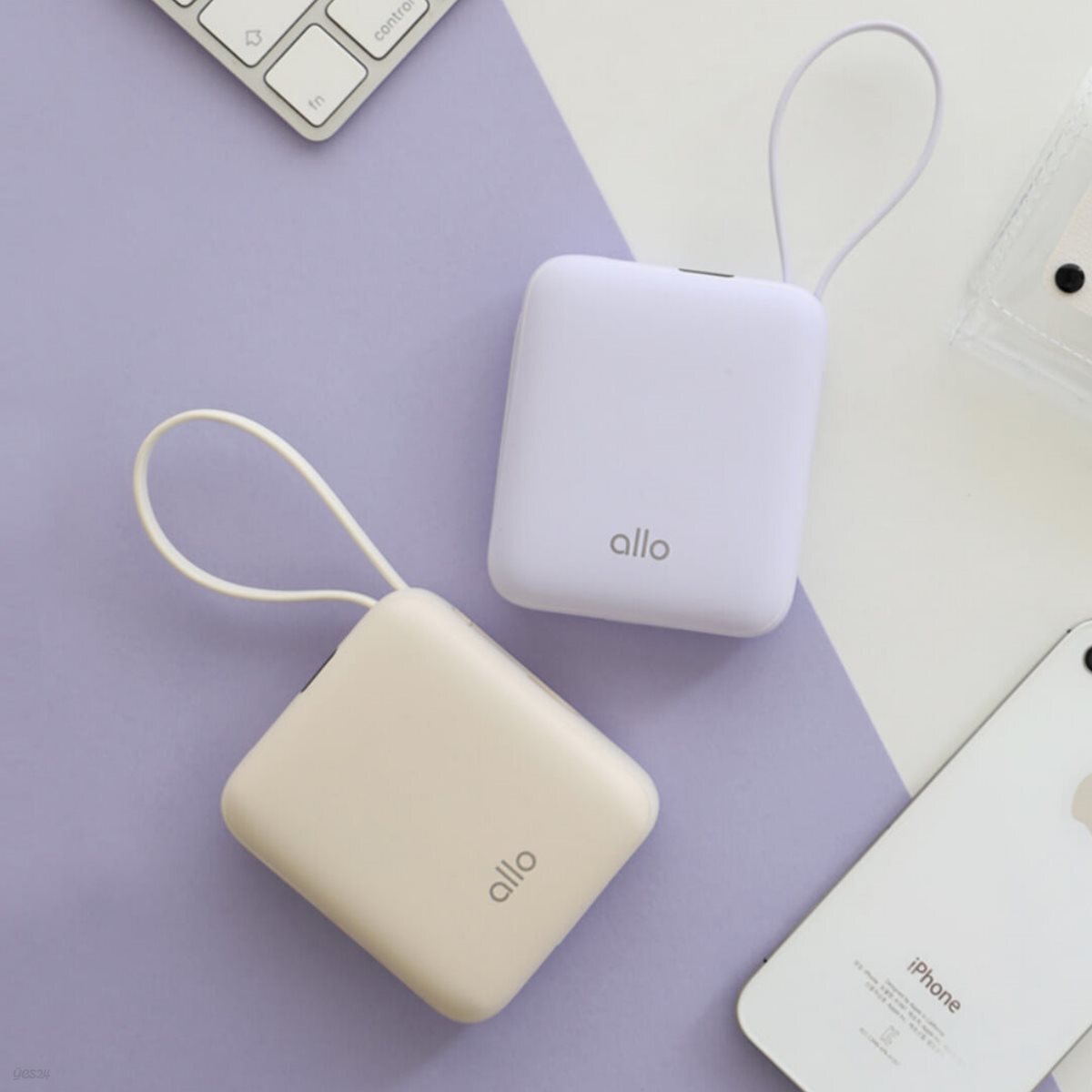 [38.5Wh 기내 반입 가능] 알로코리아 포켓 미니 고속충전 일체형 보조배터리 10000mAh 1008PD 크림 아이보리